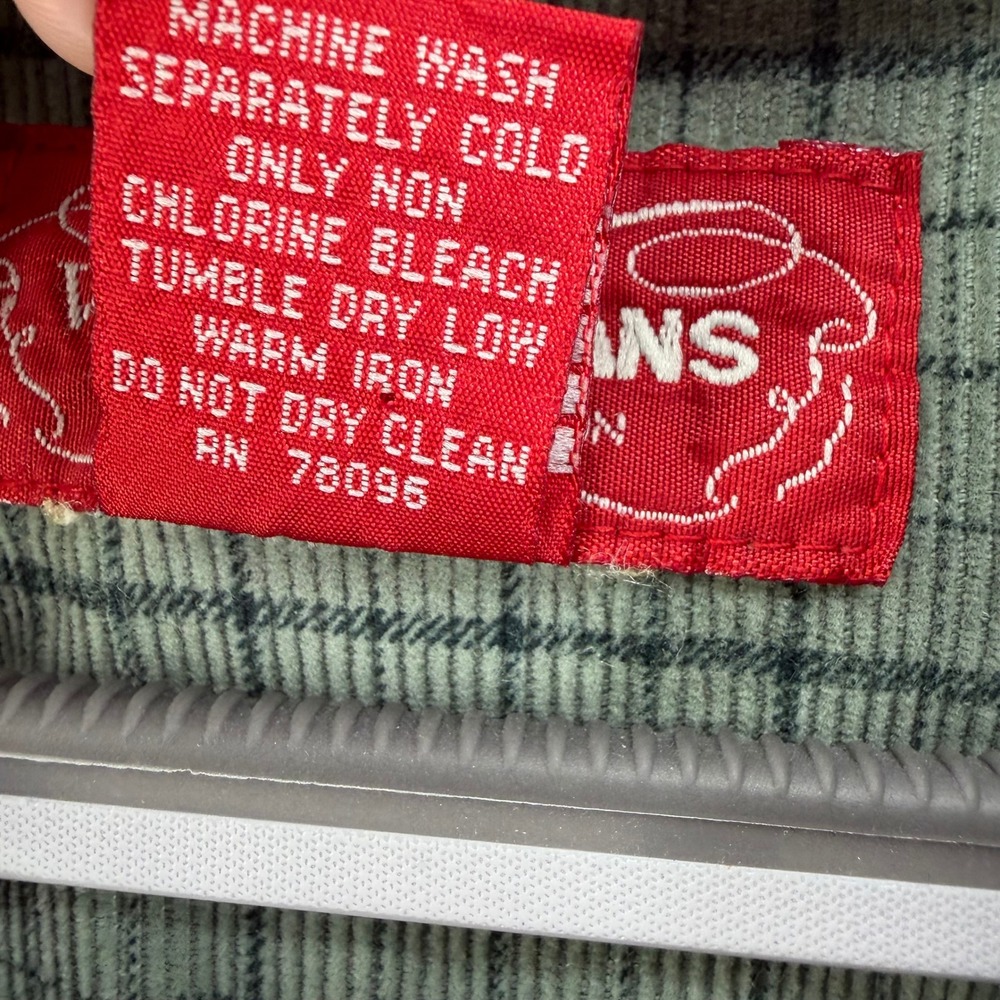Venezia Button Down‎ Women 22/24 Green Plaid Corduroy Oversized Utility Grunge - Picture 5 of 6